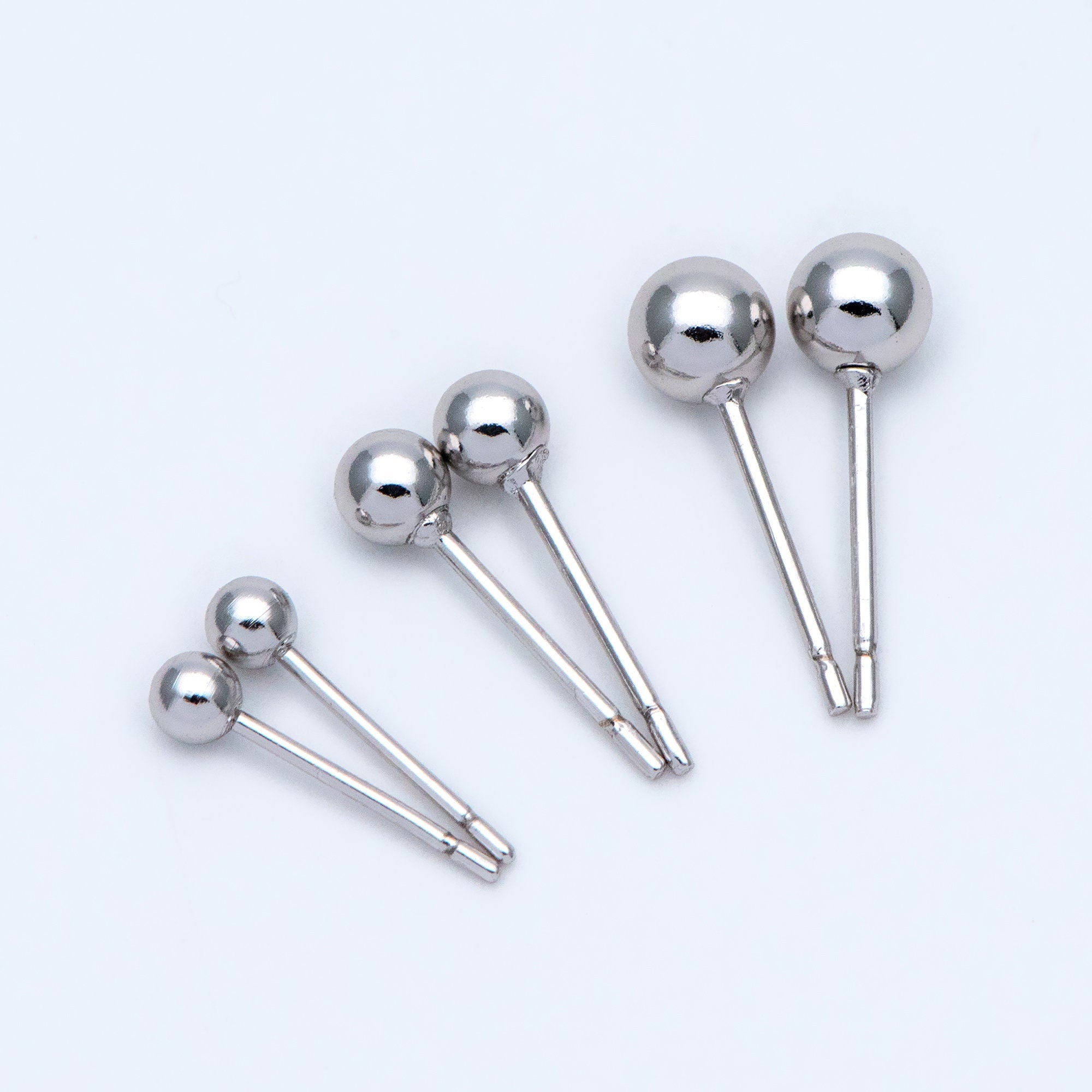 20pcs Gold/ Silver tone Ball Stud Earrings 3/ 4/ 5mm, Gold/ Rhodium plated Brass Simlpe Earring (GB-1479)